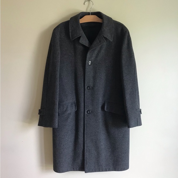 Vintage Other - Vintage Simpsons Wool Overcoat Peacoat Long Grey Tweed Mens